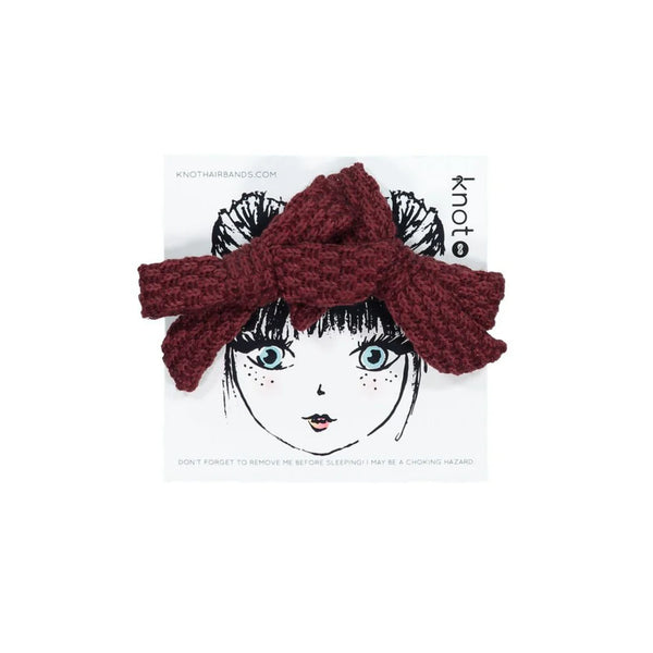 Knot Knitted Mini Bow Set in Wine