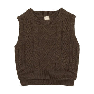 Analogie Heather Brown Cable Knit Vest