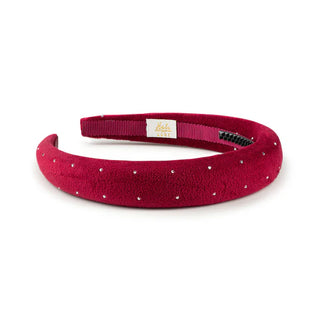 Halo Luxe Vivienne Studded Velveteen Headband in Scarlet