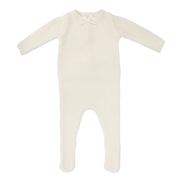 Lil Legs Cream Knit Collar Footie