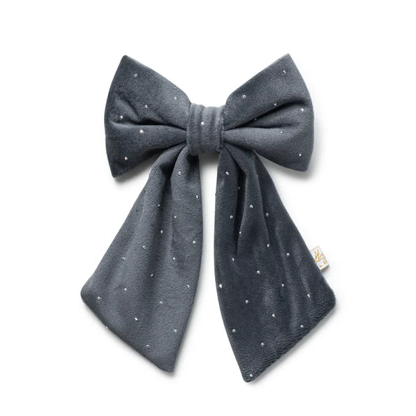 Halo Luxe Vivienne Studded Velveteen Medium Clip Charcoal