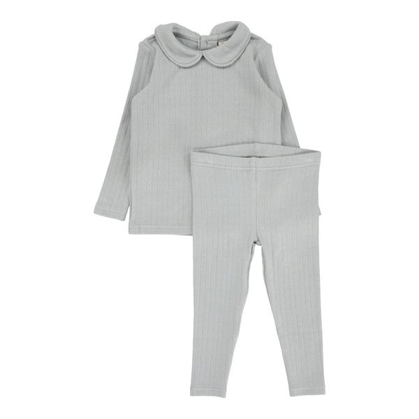 Lilette Fine Pointelle Collar Set Light Blue Peter Pan