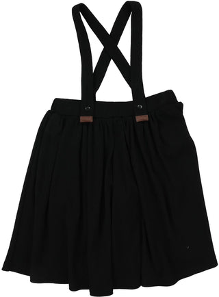 Lil Legs Ribbed Suspender Skirt in Black