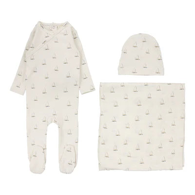 Lilette Nautical Layette Set in Cream/Nautical Print