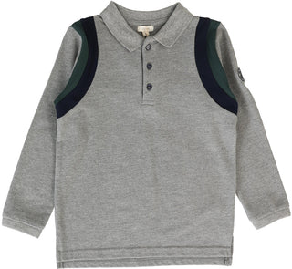 Lil Legs Striped Accent Polo in Grey