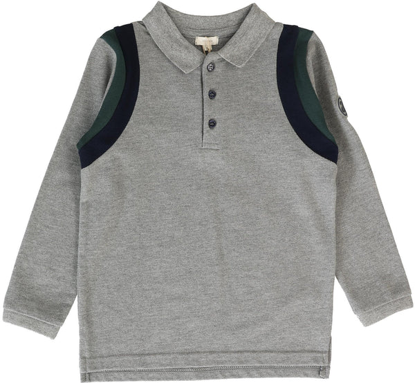Lil Legs Striped Accent Polo in Grey