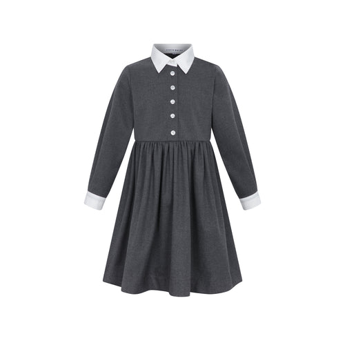Little Parni Grey White Collared Dress