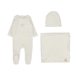 Lilette Velour Forest Graphic Layette Set in Winter White/ Pink