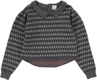 Analogie Floral Knit Sweater in Mid Grey Multi