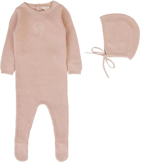 Lil Legs Girls Crest footie Set in Bud Pink