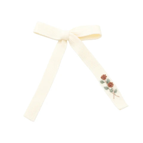 Halo Luxe Josie Floral Embroidered Ribbed Knit Longtail Clip Cream