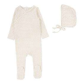 Lilette Woven Print Footie Set in Oat