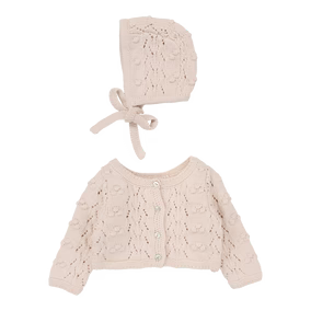 Lilette Popcorn Weave Cardigan Set in Petal