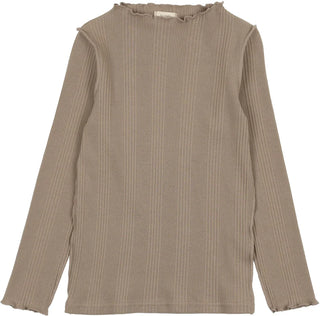 Lil Legs Taupe Ribbed Funnel Neck