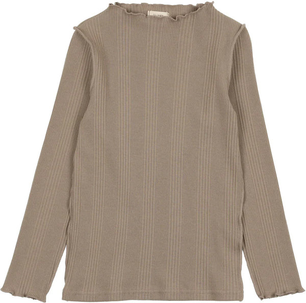 Lil Legs Taupe Ribbed Funnel Neck