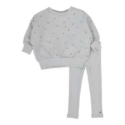 Lilette Cherry Print Set in Pale Blue
