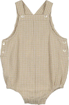 Lil Legs Sunny Blossoms Romper in Yellow Mini Plaid