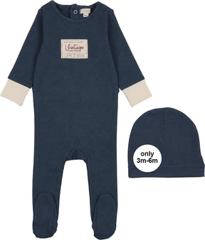 Lil Legs Colourblock Footie Vintage Blue