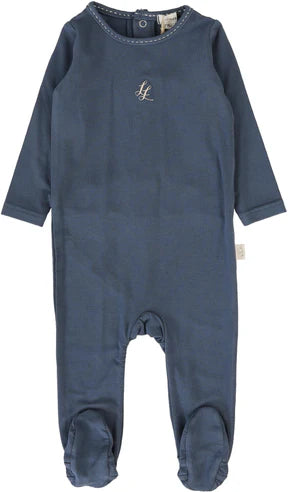 Lil Legs Emblem Footie in Off Blue