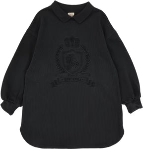 Analogie Emblem Sweatshirt Dress in Black Wash