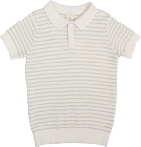 Analogie Shrub Green Textured Stripe Knit Polo