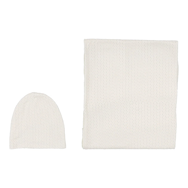 Lilette Dotted Swaddle Set in Cream/Blue