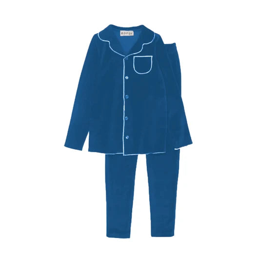 Bopop Blue Velour Grandpa PJs