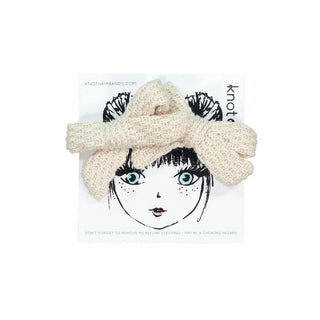 Knot Knitted Mini Bow Set in Cream