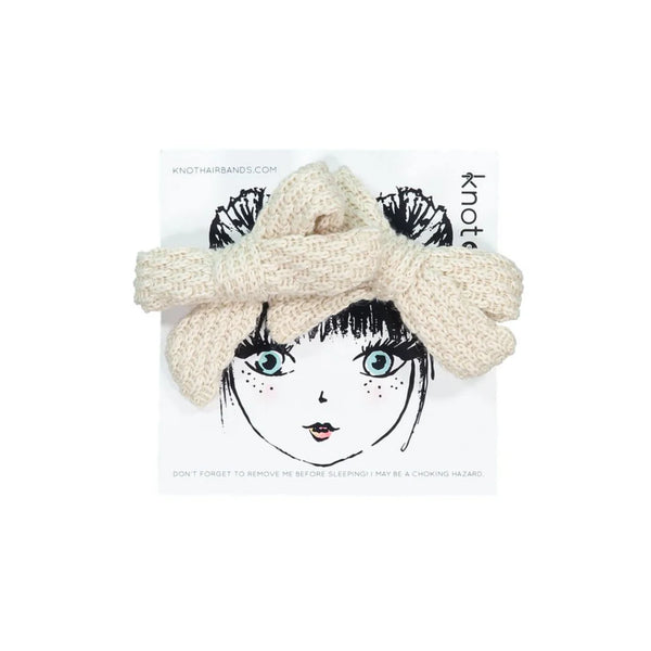 Knot Knitted Mini Bow Set in Cream
