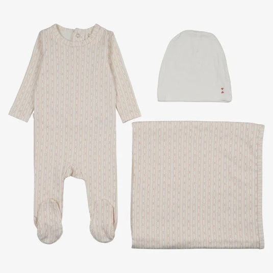 Lilette Gem Stripe Layette Set in Cream/Pink