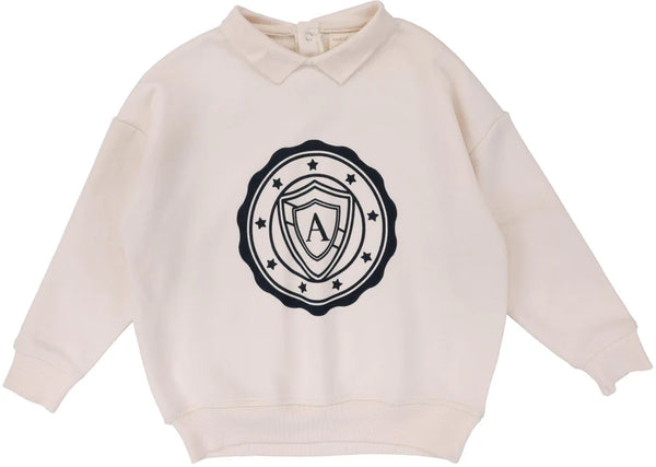 Lil Legs Cream/Navy Logo Sweatshirt