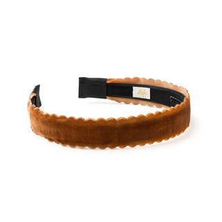Halo Luxe Opaline Scalloped Velvet Headband in Caramel