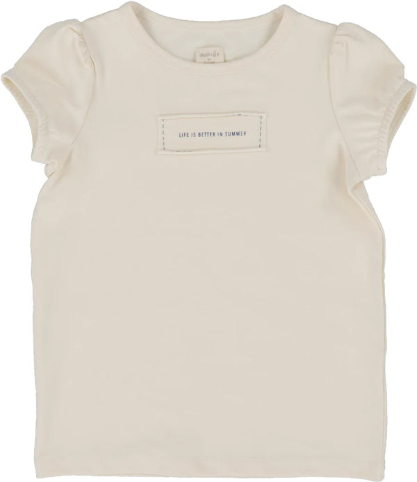 Analogie Girls SS Patch Tee in Natural