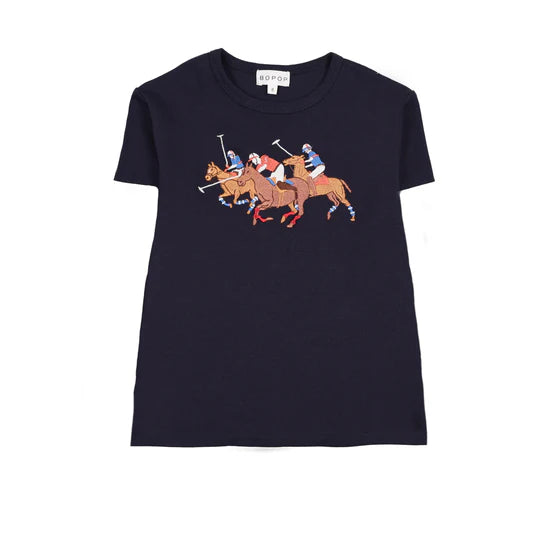 Bopop Navy Horse SS Tee