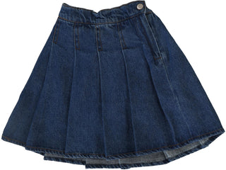 Analogie Pleated Denim Skirt in Blue Denim
