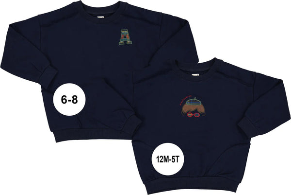 Analogie Plaid Detail Boys Sweatshirt in Navy