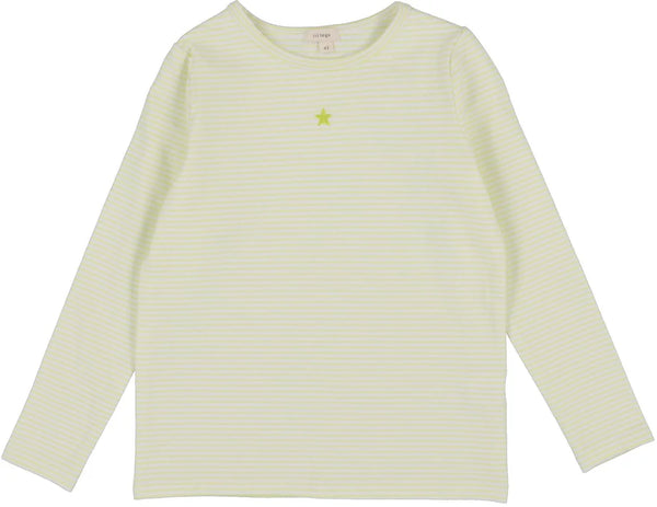 Lil Legs Striped Long Sleeve Tee In Neon Yellow Stripe