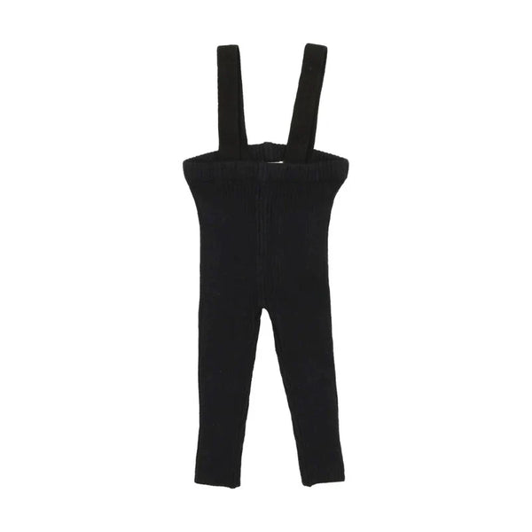 Analogie Knit Long Suspender Leggings in Black
