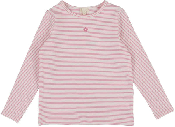 Lil Legs Striped Long Sleeve Tee In Neon Pink Stripe