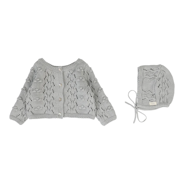Lilette Popcorn Weave Cardigan Set in Light Blue