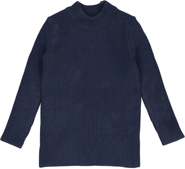 Lil Legs Navy Knit Mockneck