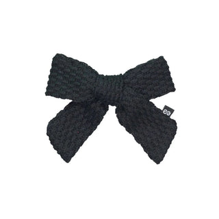 Knot Knitted Bow Clip in Black