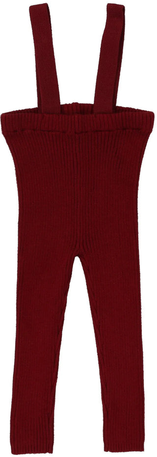 Analogie Knit Long Suspender leggings in Deep Red