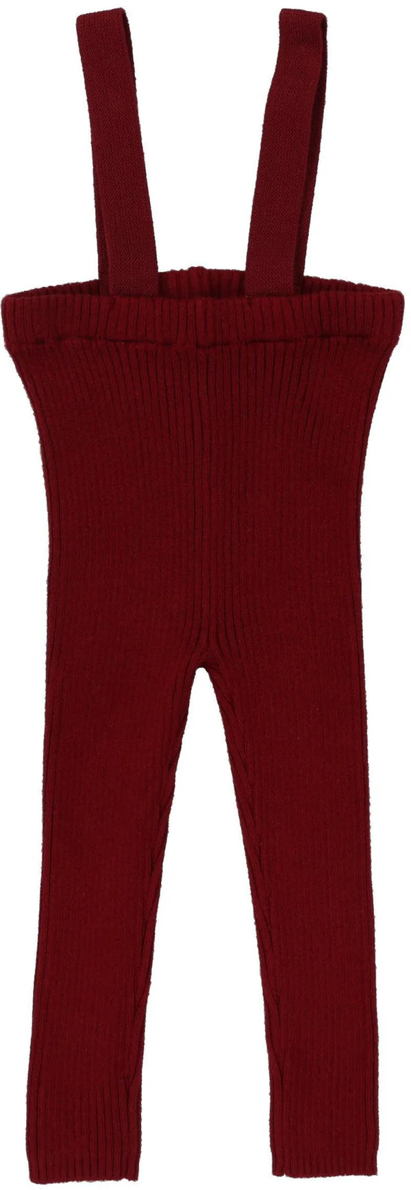 Analogie Knit Long Suspender leggings in Deep Red
