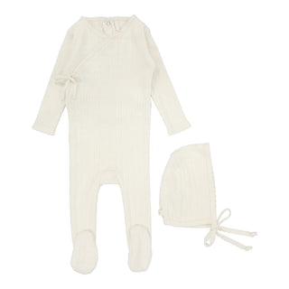 Lilette Fine Pointelle Footie Set in Cream