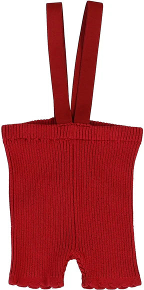 Analogie Scalloped Suspender Short in Red