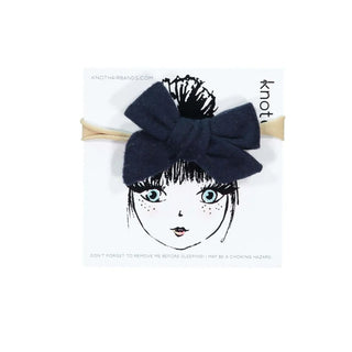 Knot Woolly Mini Bow Band in Navy