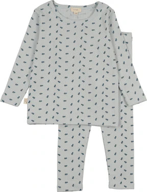 Lil Legs Dainty Print Lounge Set in Blue Branch