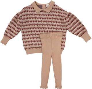 Analogie Floral Knit Set in Dusty Pink Multi