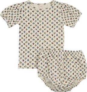 Lil Legs Puff Sleeve Toddler Set in Primary Floral